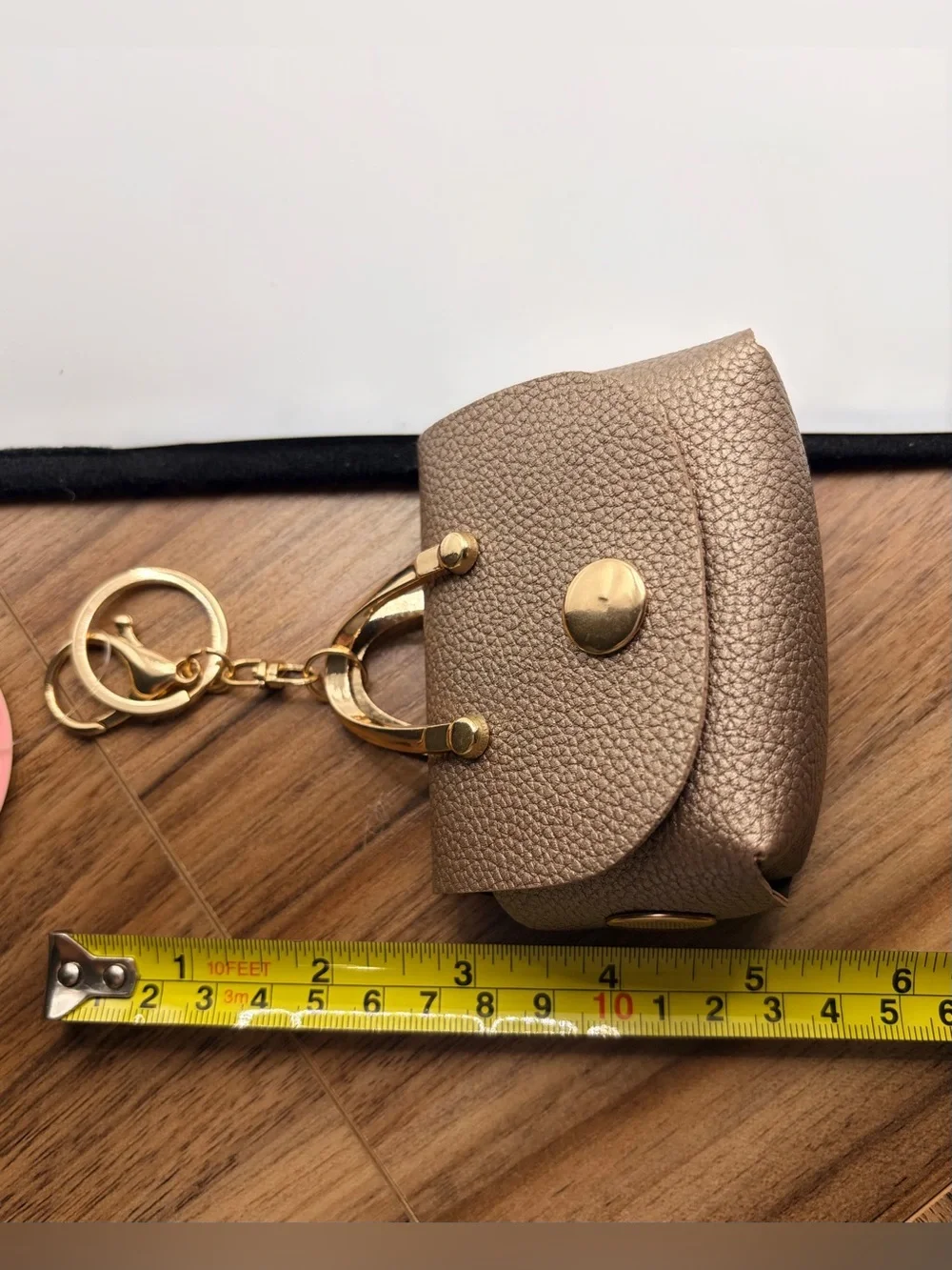 Mini Textured Metallic Brown Bag Charm Keychain